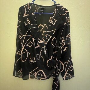 Lane Bryant Black and Pink Geometric Blouse